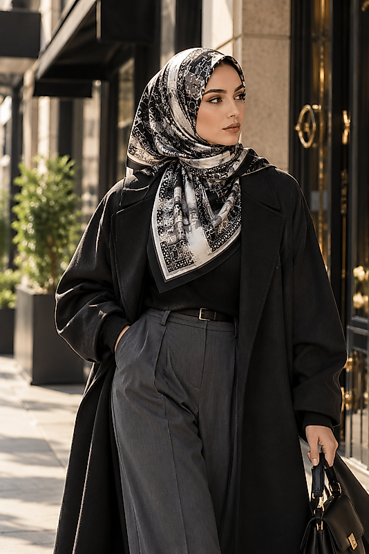 Spring Eşarp Taş Avlu Desen