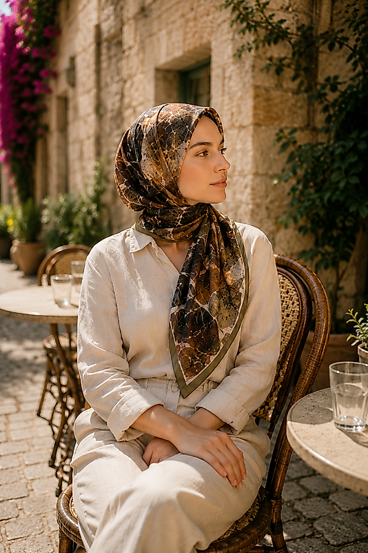 Spring Eşarp Modern Mozaik Desen