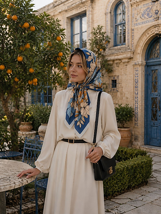 Spring Eşarp Botanik Çiçek Deseni