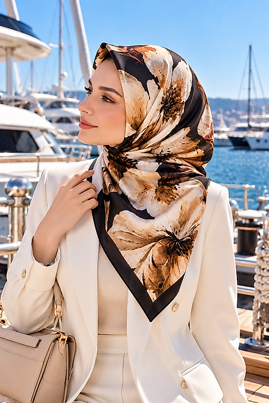 Spring Eşarp Büyük Çiçek Desen