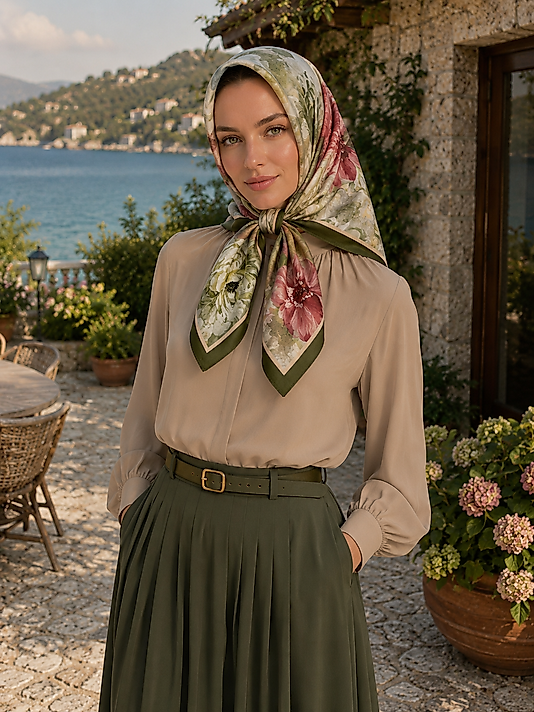 Spring Eşarp Pastel Çiçek Desen