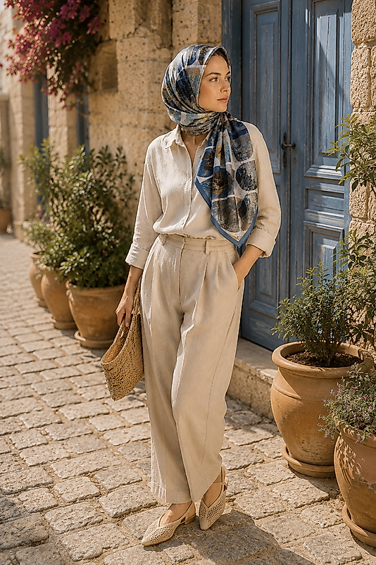 Spring Eşarp Modern Mozaik Desen