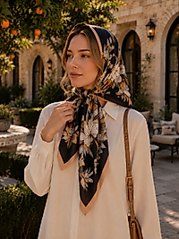 Spring Eşarp Botanik Çiçek Deseni