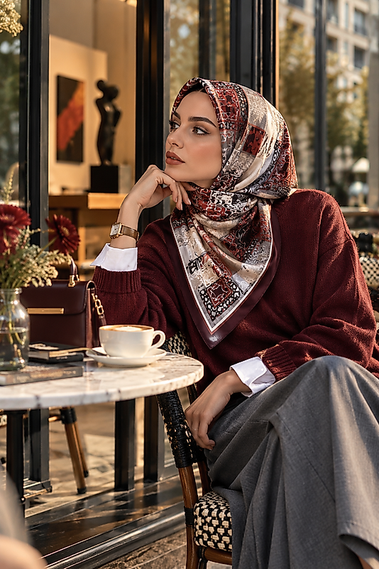 Spring Eşarp Taş Avlu Desen