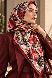 Spring Eşarp Tropikal Yaprak Desen