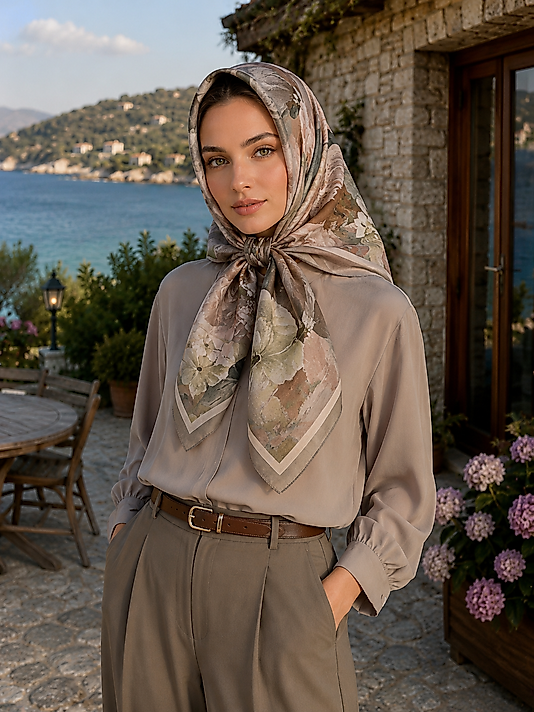 Spring Eşarp Pastel Çiçek Desen