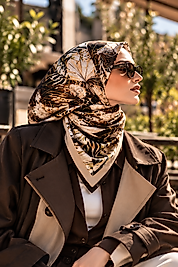 Spring Eşarp Tropikal Yaprak Desen