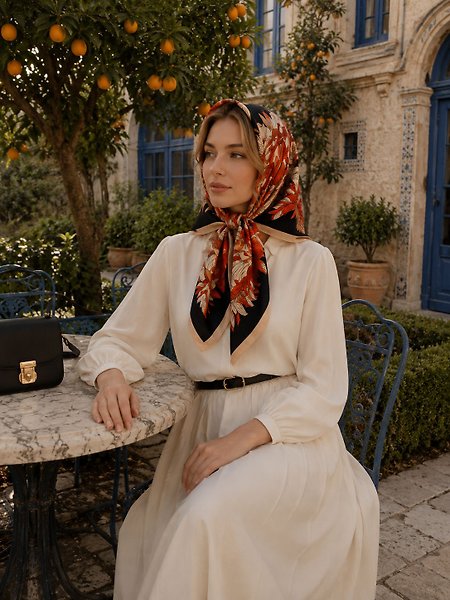 Spring Eşarp Botanik Çiçek Deseni
