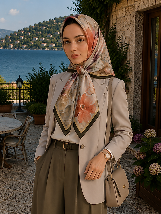 Spring Eşarp Pastel Çiçek Desen