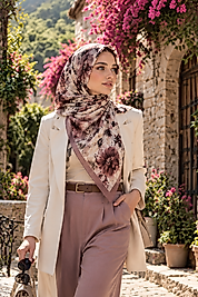 Spring Eşarp Vintage Sonbahar Çiçekleri