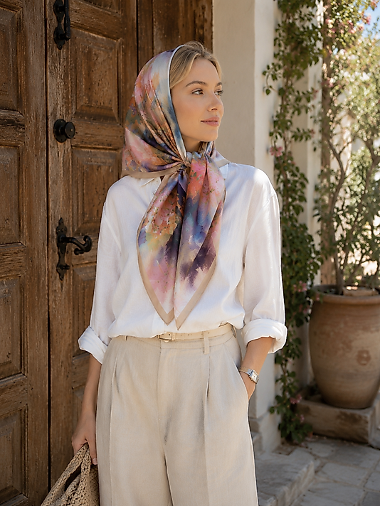 Spring Eşarp Suluboya Desen