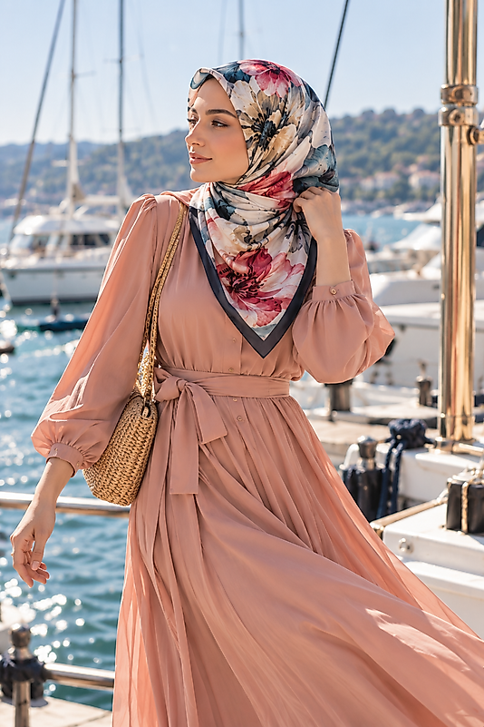 Spring Eşarp Büyük Çiçek Desen