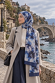 Yaz Serinliği Aqua Garden Desen Şal