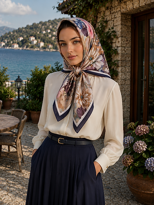 Spring Eşarp Pastel Çiçek Desen