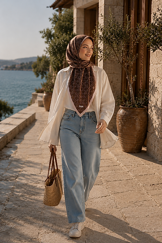 Spring Eşarp Geometrik Desen