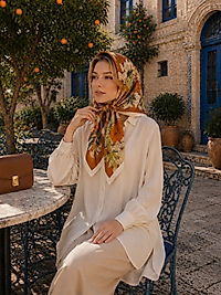 Spring Eşarp Botanik Çiçek Deseni