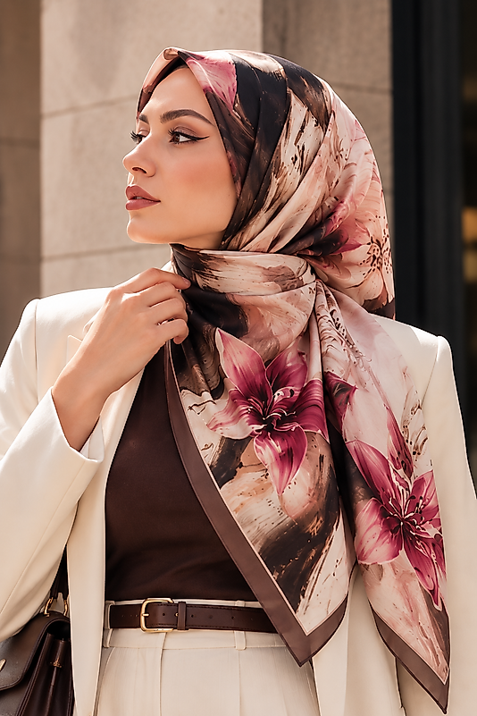 Spring Eşarp Lilyum Desen