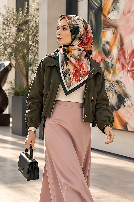 Spring Eşarp Lilyum Desen