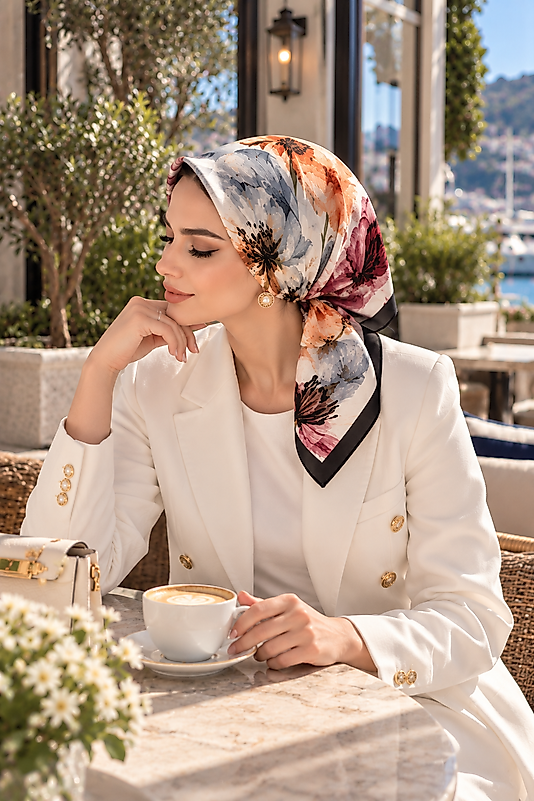 Spring Eşarp Büyük Çiçek Desen