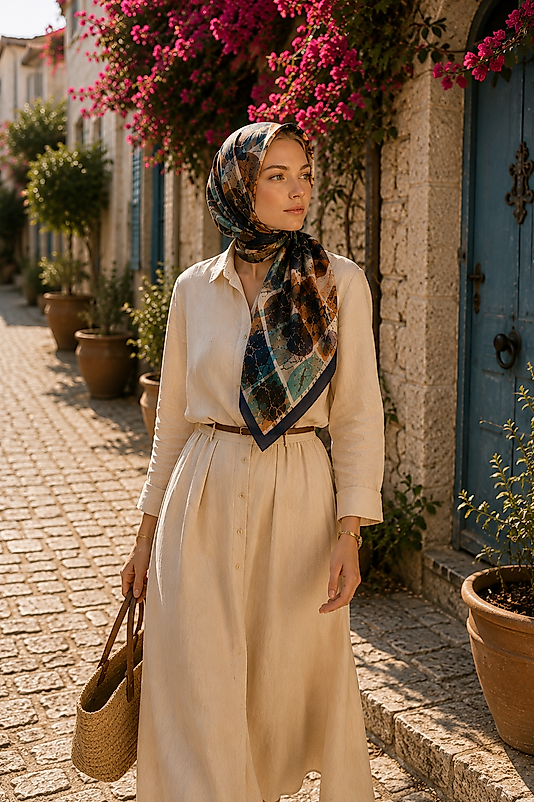Spring Eşarp Modern Mozaik Desen