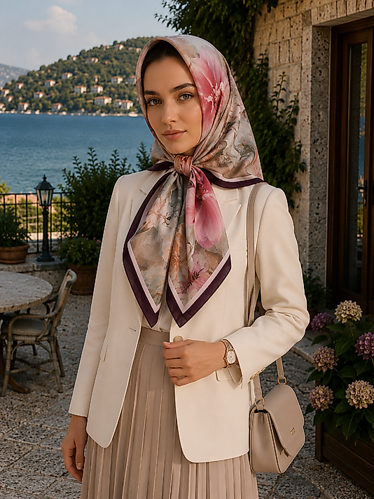 Spring Eşarp Pastel Çiçek Desen