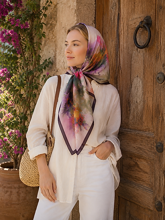 Spring Eşarp Suluboya Desen