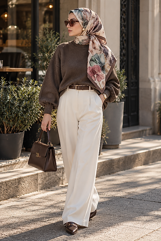 Spring Eşarp Büyük Çiçek Desen