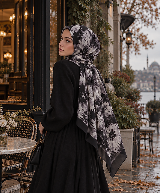 Yaz Serinliği Aqua Garden Desen Şal