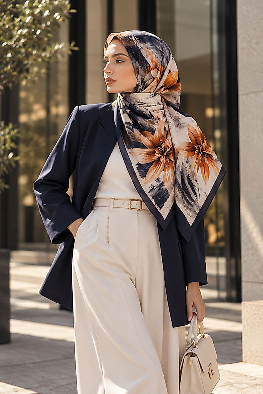 Spring Eşarp Lilyum Desen