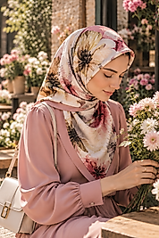 Spring Eşarp Büyük Çiçek Desen