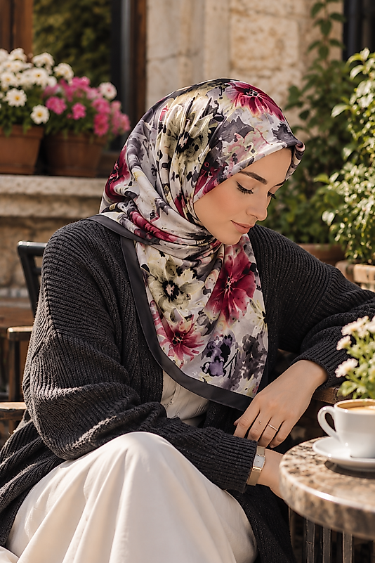 Spring Eşarp Vintage Sonbahar Çiçekleri