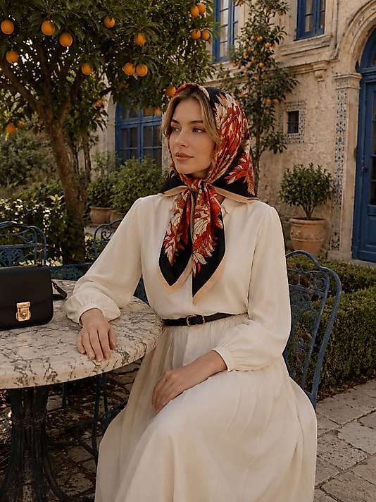 Spring Eşarp Botanik Çiçek Deseni