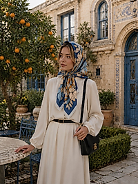 Spring Eşarp Botanik Çiçek Deseni