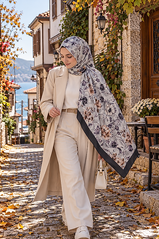 Yaz Serinliği Vintage Bloom Desen Şal