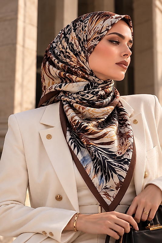 Spring Eşarp Tropikal Yaprak Desen