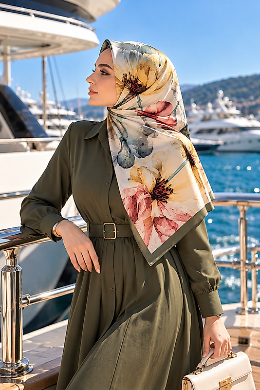 Spring Eşarp Büyük Çiçek Desen