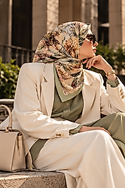 Spring Eşarp Tropikal Yaprak Desen