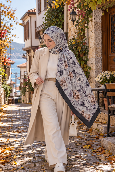 Yaz Serinliği Vintage Bloom Desen Şal