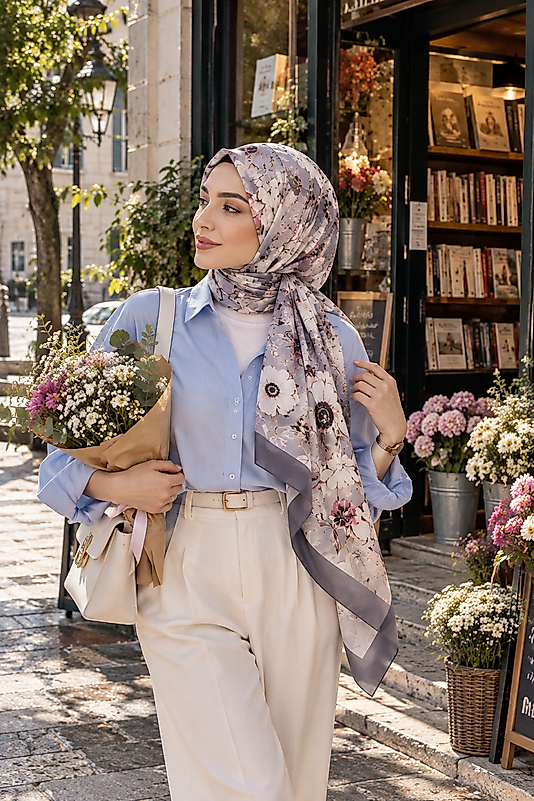 Yaz Serinliği Vintage Bloom Desen Şal