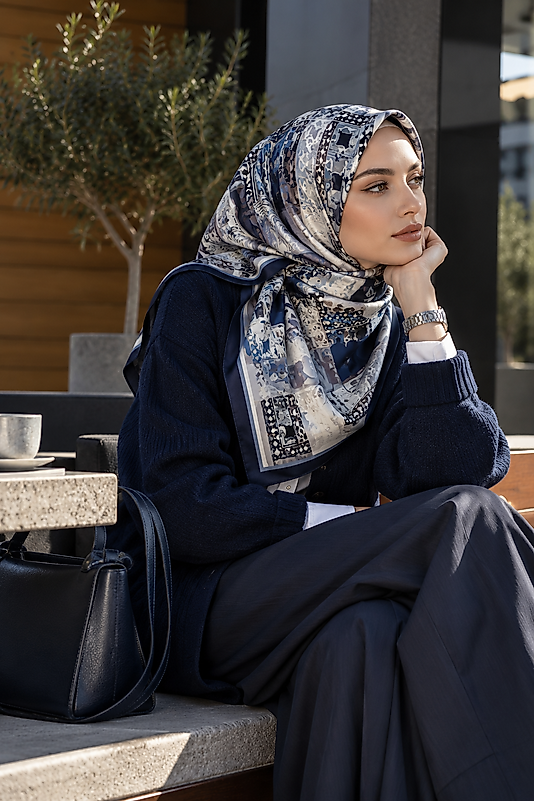 Spring Eşarp Taş Avlu Desen