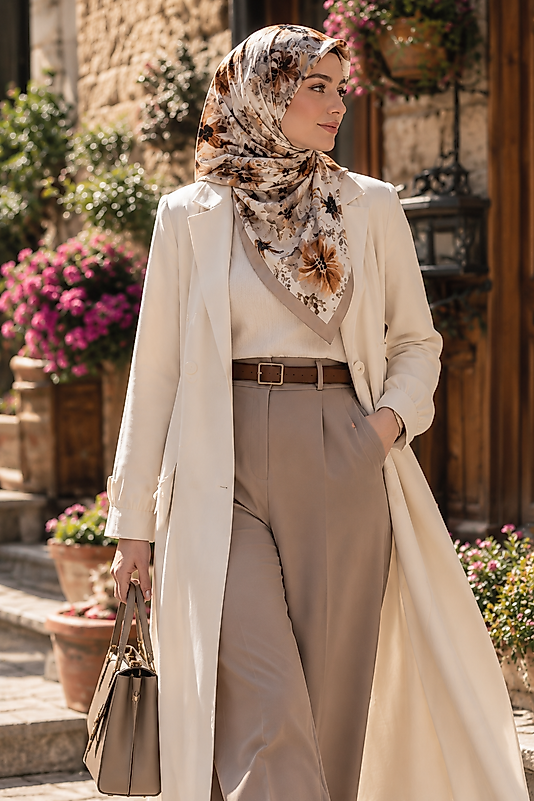 Spring Eşarp Vintage Sonbahar Çiçekleri