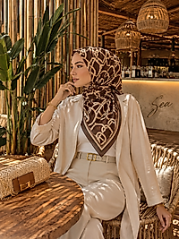 Spring Eşarp Geometrik Zincir Desenli
