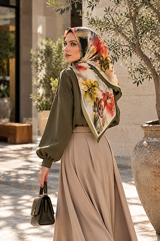 Spring Eşarp Lilyum Desen