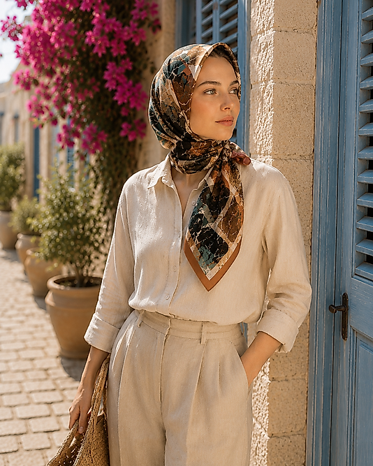 Spring Eşarp Modern Mozaik Desen