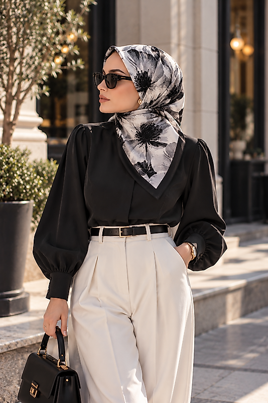 Spring Eşarp Büyük Çiçek Desen