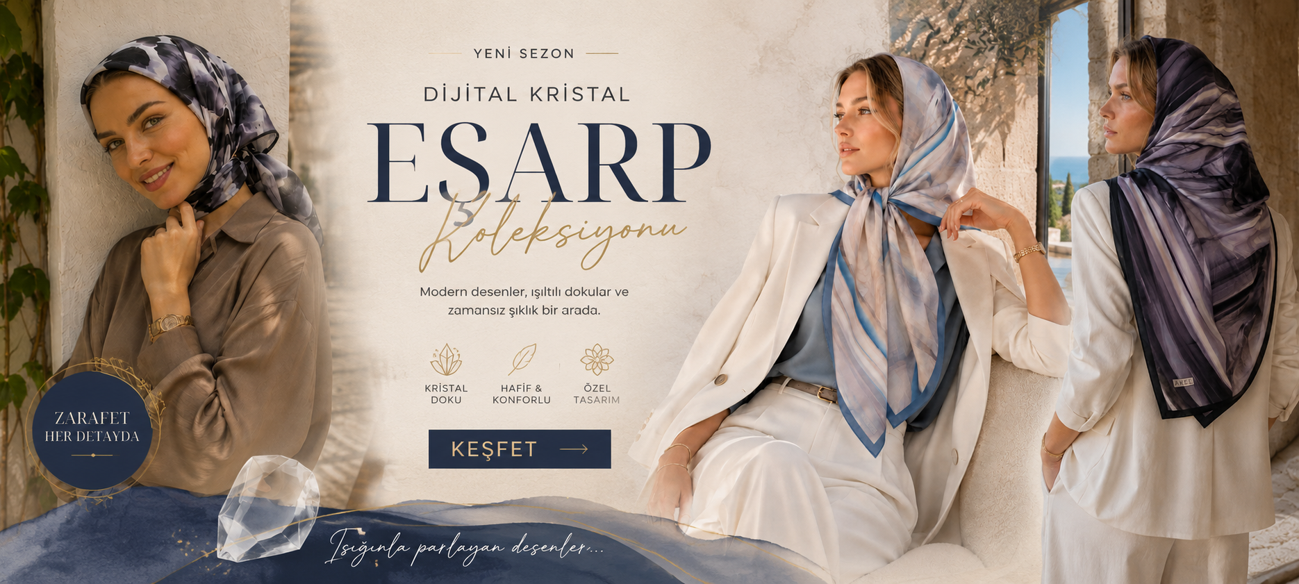 DİJİTAL KRİSTAL EŞARP